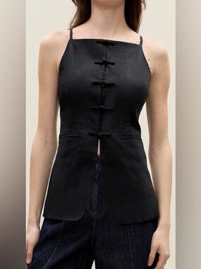 Rebecca Taylor Beatrice stretch linen sleeveless top